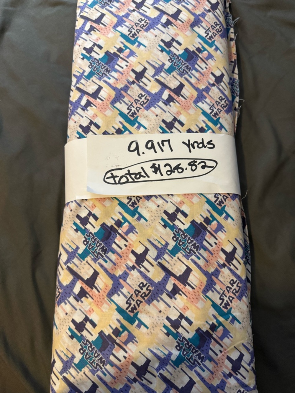 Star Wars pastel multicolor starship print fabric